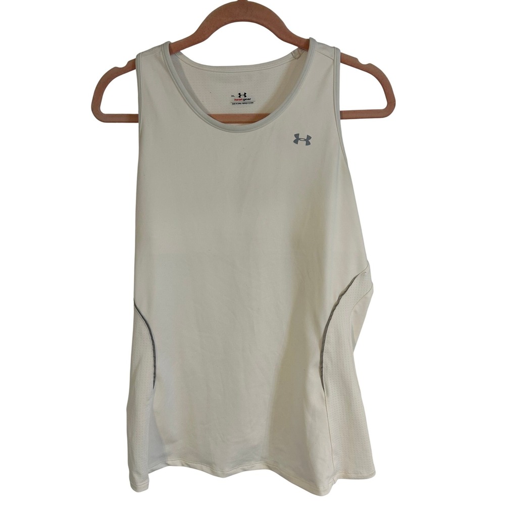 Under Armour Heatgear Womens XL Performance Cream‎ Racerback Athleisure Workout